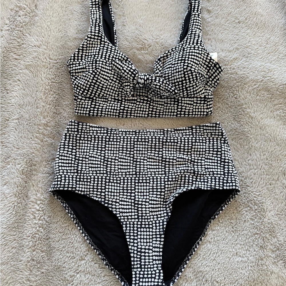 NWT Aerie Black and White Polka Dot Bikini Set